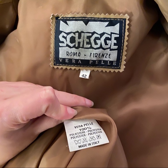 Vintage 70s S Italian Leather Hippy Coat Tan Brown - Picture 7 of 8